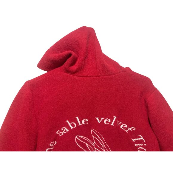 Rare 60s 70s Sweater Hoodie Japanese Style Red Size M/L Handmade Snap Button - Picture 7 of 16